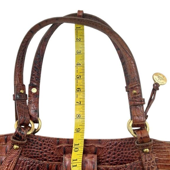 Brahmin Collette Pecan Melbourne Crocodile-Embossed Leather Shoulder Bag - Picture 7 of 16